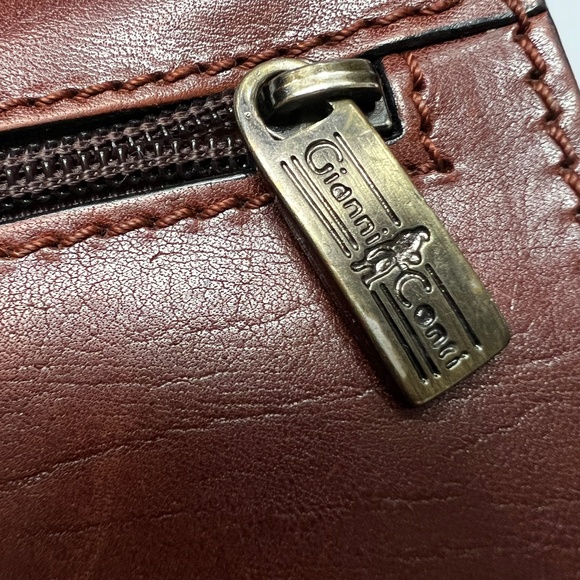 Gianni Conti Crossbody Bag Leather Flap Brown Small Long Strap Magnetic Snap - Picture 7 of 8